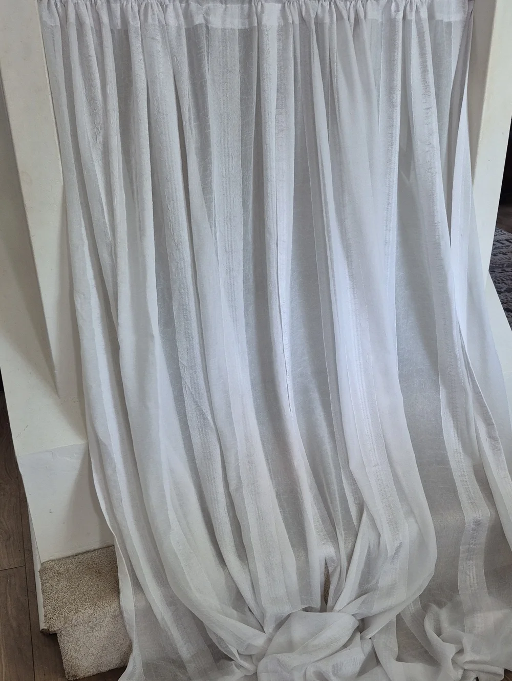 Two Long White Semi Sheer Curtain Panel 56x84 (112x84)